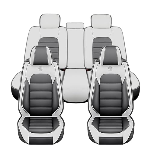 Image of Universal Car Seat Covers for Honda Accord 1981-2026 Anti-Slip Seat Covers,Waterproof Faux Leather Full Coverage Car Seat Protectors Interior Accessories(5Pcs Standard /Gray&White)