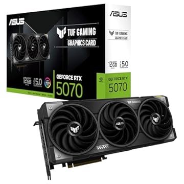 ASUS Placa gráfica TUF Gaming GeForce RTX 5070 12 GB GDDR7 (NVIDIA Blackwell Architecture e DLSS 4, 2.5 slot design, SSF, PCIe 5.0, 3X DisplayPort 2.1b, 2X HDMI 2.1b, TUF-RTX5070-12G-GAMING)