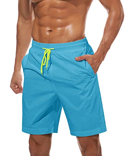 TACVASEN Mens Swim Trunks Quick Dry Beach Shorts with Pockets Summer Holiday Shorts Water Sports Bathing Suit Board Surf Shorts Surfing Boardshorts, Sky Blue, 38