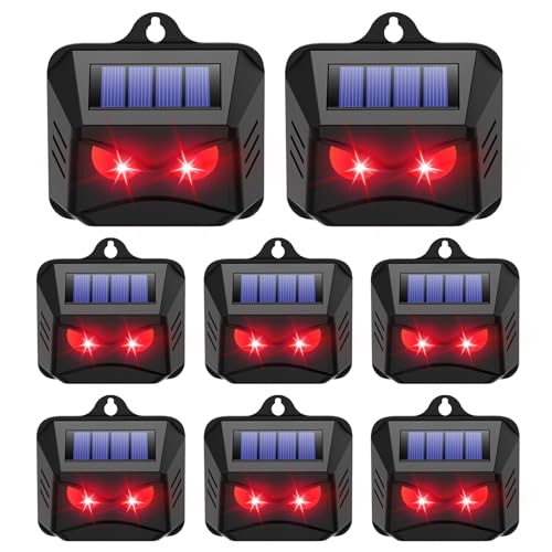 8 Pack Upgraded Solar Predator Eyes Animal Repellent Outdoor Red LED Predator Light Deterrent for Deer Coyote Fox Raccoon Skunk Night Sentry for Chicken Coop Garden Yard & Farm Protection