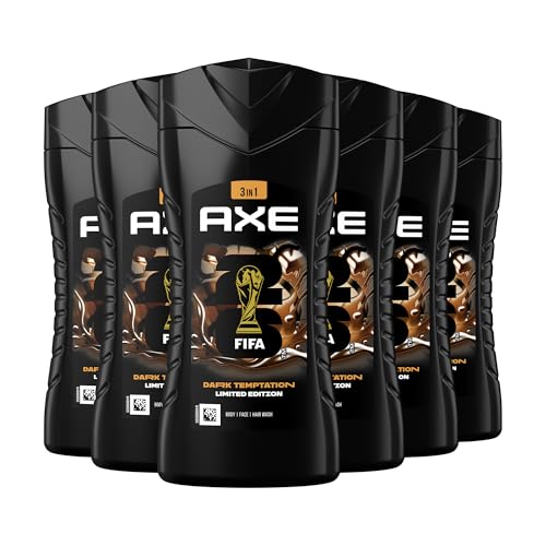 Axe 3-in-1 Duschgel & Shampoo Dark Temptation für ganztägige Frische unwiderstehlichen Duft und eine angenehme Dusche dermatologisch getestet 6x 250 ml