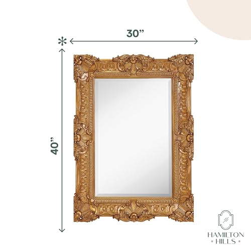 Large Antique Gold Baroque Mirror for Bedroom, Bathroom, and Living Room