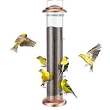 Kingsyard Metal Finch Feeder for Thistle/Nyjer Seed, Tube Bird Feeders for Outdoors Hanging, 2 lbs Large Capacity, Easy to Refill & Clean, Antique Copper