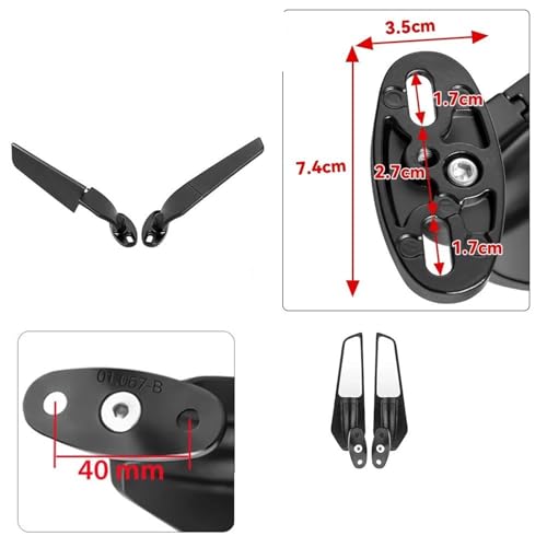 Espejos retrovisores ajustables y giratorios con diseño de ala de viento para moto Ninja 4