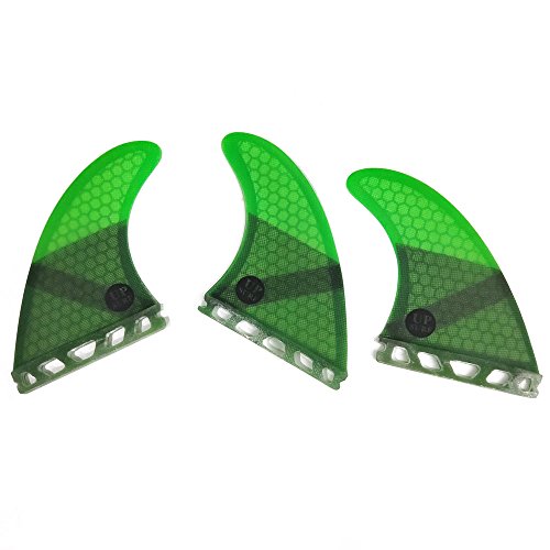 UPSURF Tabla de surf FUTURE Aletas Base Fibra de Vidrio Tabla de Surf Aletas Tri Fin Thruster Set Tener Panal (Green G5)