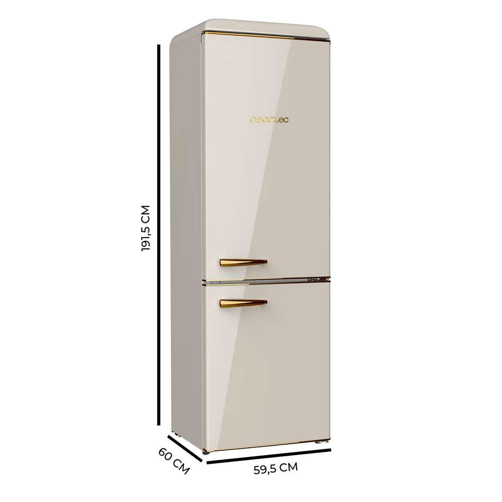 Cecotec Bolero CoolMarket Combi Origin 300 Réfrigérateur Combiné 2 Portes 300 L Beige 191,5 cm Hauteur 60 cm Large