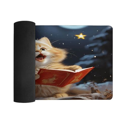 Alfombrilla de escritorio grande de goma con diseño de gato miniatura 3