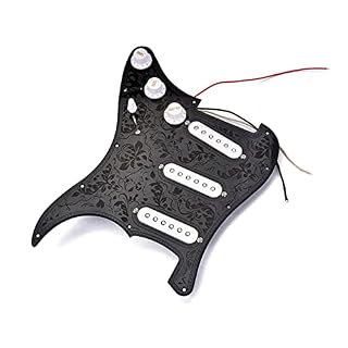 DZDZDZ Pièces De Humbucker De Guitare Électrique Pickguard Précâblées 3Ply SSS Noir 11.14×8.86×0.55inch Pickguard chargé - Les Beatles, Paul McCartney, John Lennon, RIngo Starr, George Harrison DZDZDZ Pièces De Humbucker De Guitare Électrique Pickguard Précâblées 3Ply SSS Noir 11.14x8.86x0.55inch Pickguard chargé – Image 6