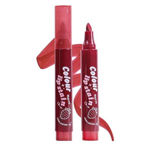 Rotulador Labial Tinte - Plumón Labial Líquido Mate Rojo,Barra de Labios Duradera Antimanchas para Novias y Jóvenes