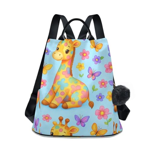 Sac à dos motif girafe antivol chic avec finitions soignées et poches pratiques