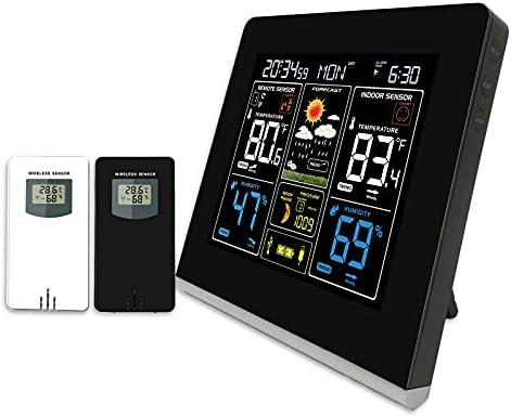 Think Gizmos Multi Function Weather Station with 2 Outdoor Sensors, Thermometer, Alarm Clock, Weather Forecaster, Moon Phase Display, Colour Display and USB Charging Port