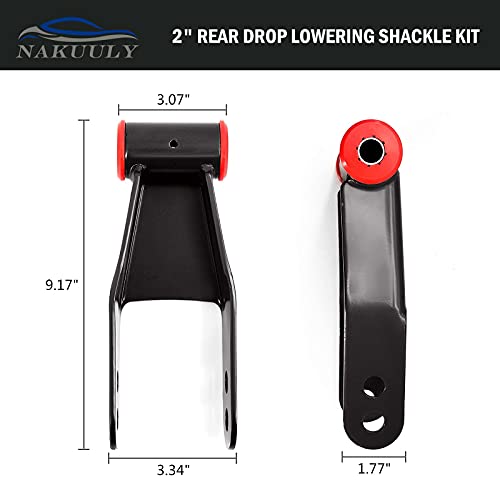 2" Rear Drop Lowering Shackle Suspension Kit Compatible with 1988-1998 Chevy - GMC C1500/C2500 1988-2019 Silverado Sierra 1500 Replaces # 410520 - Image 6
