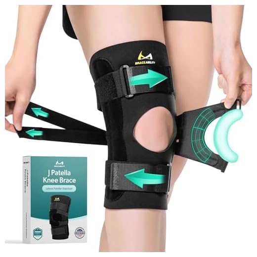 BraceAbility J Patella Knee Brace - Lateral Patellar Stabilizer with Medial and J-Lat Support Straps for Dislocation, Subluxation, Patellofemoral Pain, Left or Right Kneecap Tracking (M)