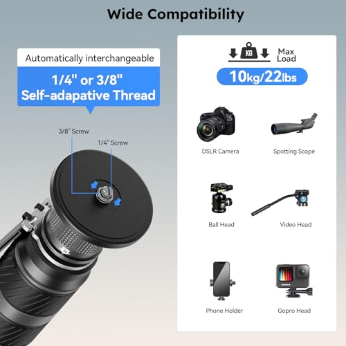 SIRUI SVM-165P Rapid Monopod with Pedal, 65" Carbon Fiber Camera Monopod with Feet, One-Step Height Adjustment with Twist Lock, Max Load 22lbs/ 10kg