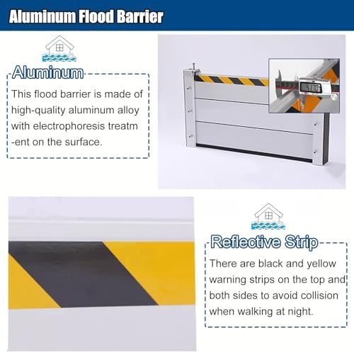 Extra Tall Flood Barrier - Weatherproof Metal Threshold Kit with Sealing Strip for Garage & Basement - Effective Water Protection Stopper Baffle (L90cm, H180cm)