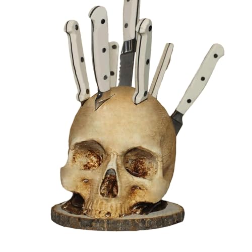 Soporte Para Cuchillos De Calavera Gótica, Bloque De Cuchillos Con Cabeza De Calavera, Soporte Para Cuchillos De Almacenamiento De Cocina Con Esqueleto Aterrador, Decoración De Calavera, Decoración