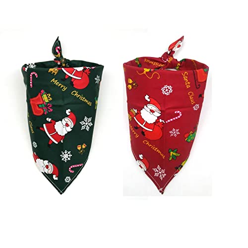 2Pcs Large Triangle Bibs Kerchief Set - Xmas Dog & Cat Bandanas, Festive Dog Scarves, Christmas Pet Costume Accessories