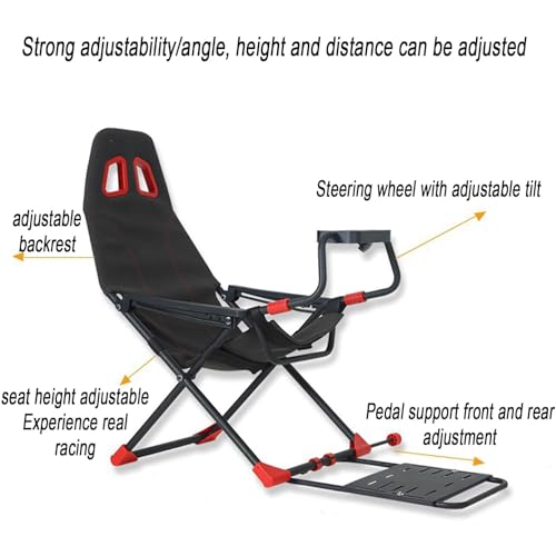 Cabina di Guida Pieghevole per simulatore di Guida con Supporto per Volante Regolabile e Sedile da Corsa ergonomico, Perfetto per Un'Esperienza di Guida realistica