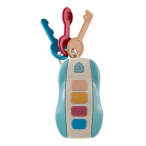 Juguete simulado para llaves de coche, luz fresca, 10 canciones, colores brillantes, 4 sonidos, mando a distancia para niños pequeños (azul)