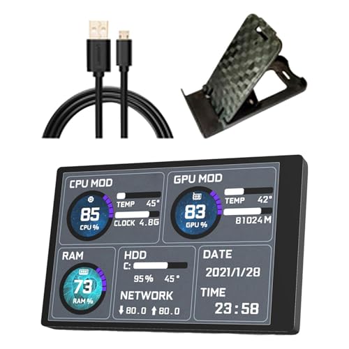 Pantalla IPS secundaria para PC con control de temperatura de CPU y brillo ajustable en tiempo real 3