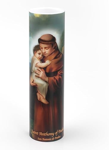 St Anthony, vela de oración devocional sin llama LED, THE SAINTS COLLECTION