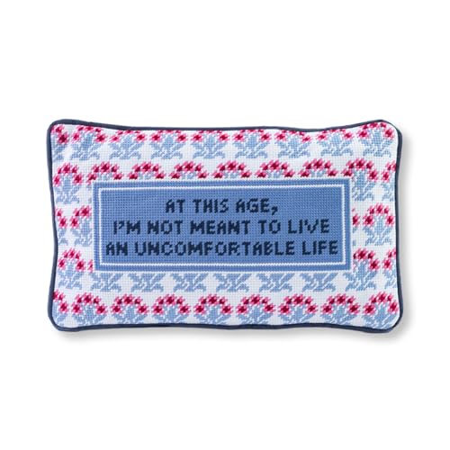 FURBISH Needlepoint Decorative Throw Pillow - Uncomfortable - 9x15 - Small Embroidered Designer Pillow for Living Room Couch Sofa Chair & Bed - Eclectic Home Decor