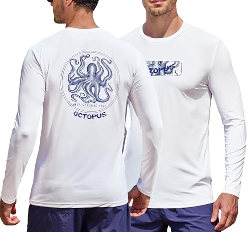 Image of Mens UPF 50+ Rash Guard Quick Dry Lightweight Summer UV Sun Protection Long Sleeve Swim Shirt (S-XXL)