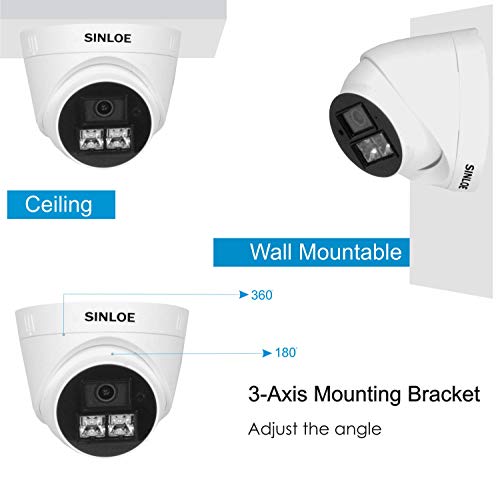 Image of SINLOE 2 MP Color Night Vision Day /Night 24 Hour Full Color Vision 1080P Full HD AHD Indoor Dome CCTV Surveillance Camera Compatible with All 2MP and Above AHD Supporting DVRs, 2 Unit