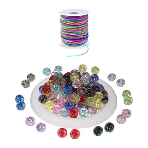 Color Changing Beads for Jewelry Making, 100Pcs Electroplated Fig Beads, Large 16mm Acrylic Beads with Rainbow Elastic Cord, Suitable for Bracelets, Necklaces, Key Bracelets and Craft Decoration Cover
