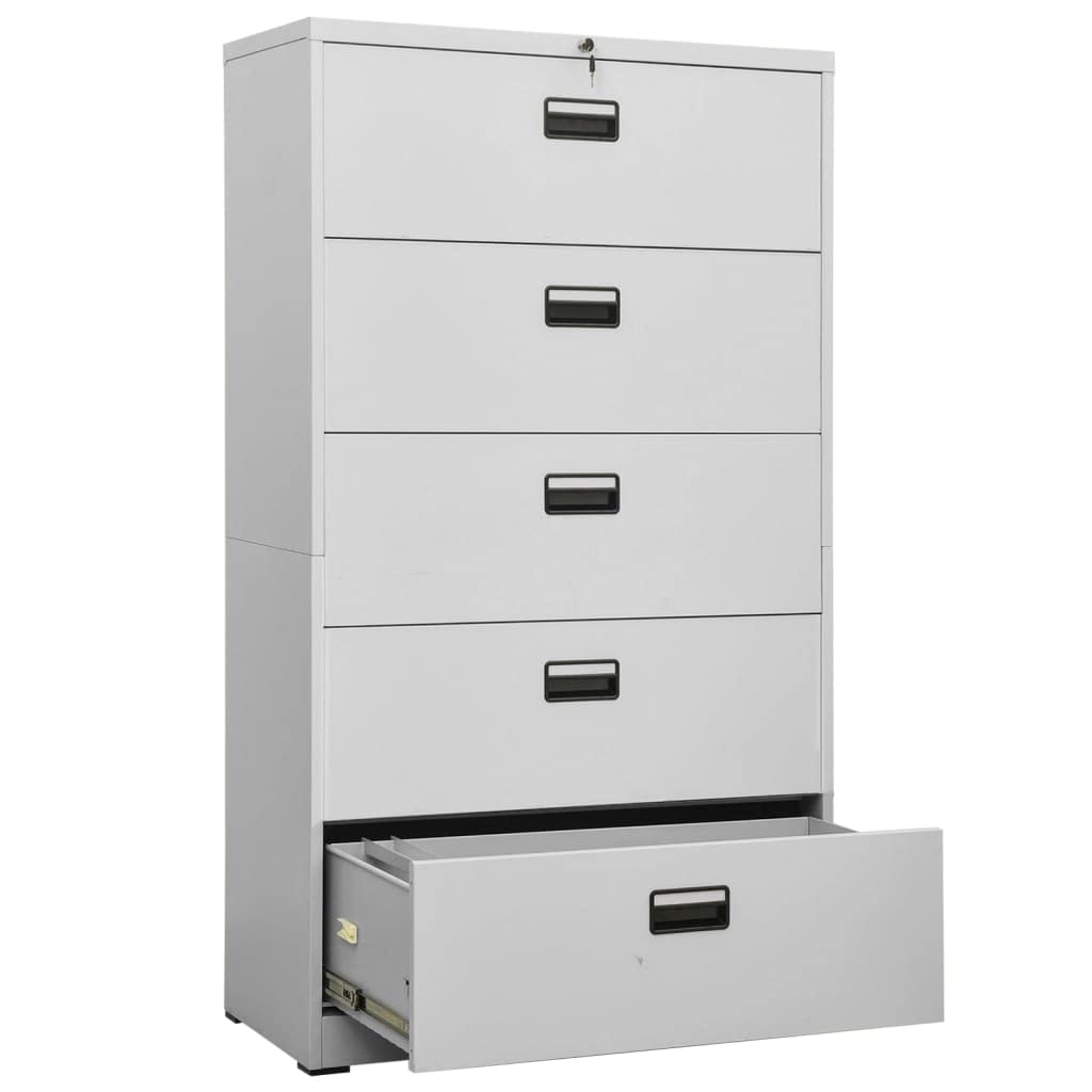 vidaXL Armadio Classificatore Grigio Chiaro 90x46x164 cm in Acciaio