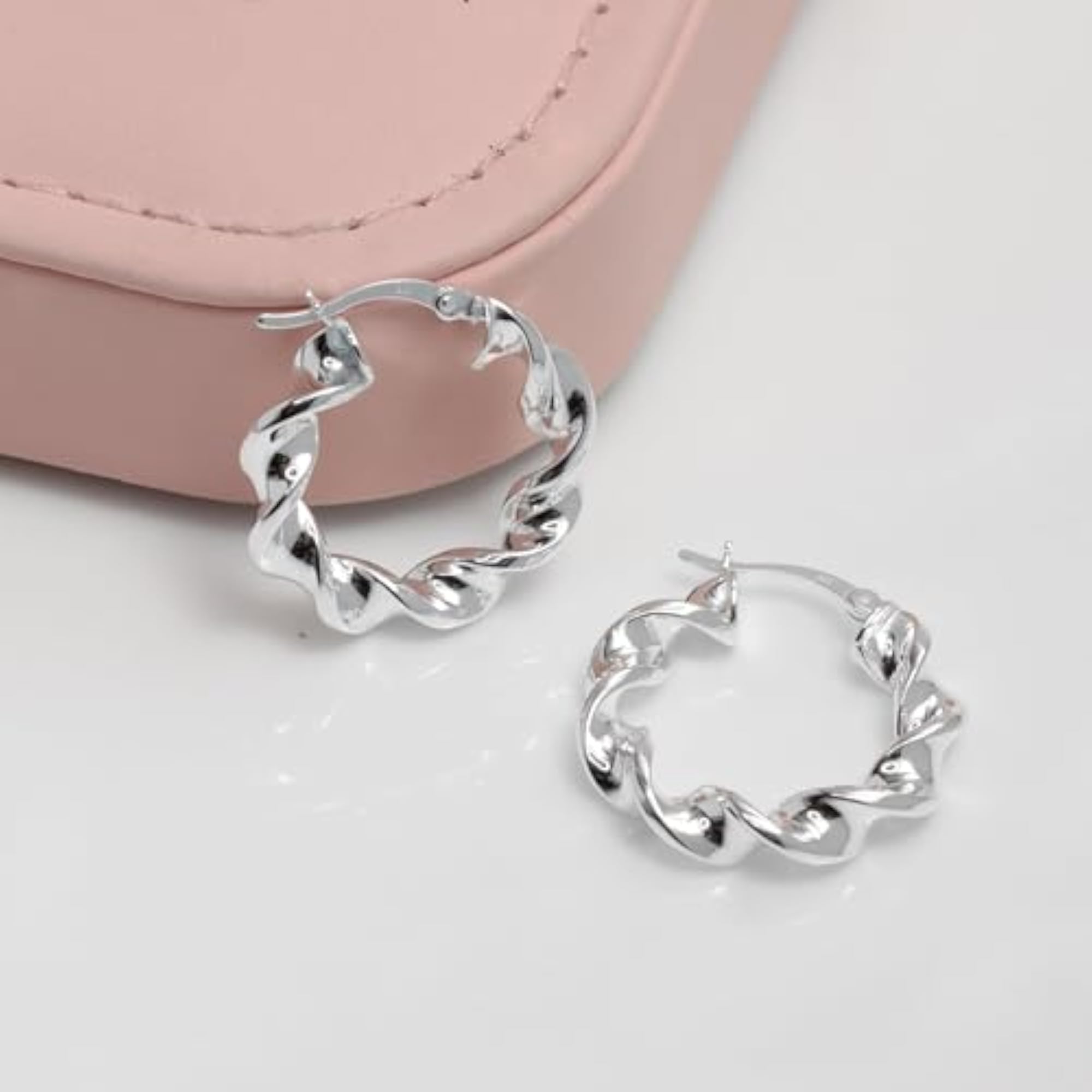 Women's 925 Sterling Silver Twisted Hoop Earrings