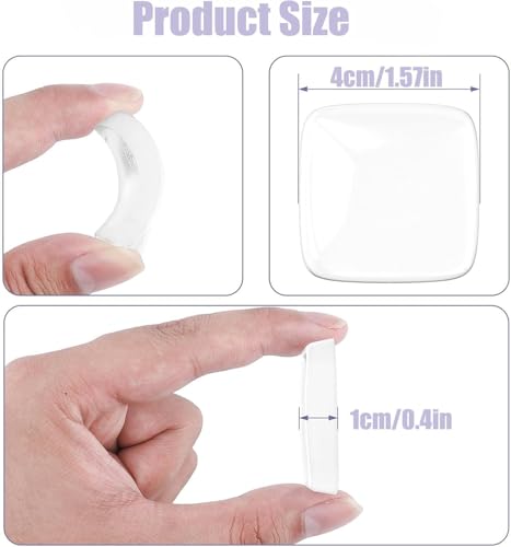 Image of Wash and Reusable Door Knob Wall Protector Transparent Round Silicone Glossy Door Handle Bumper for Doorknobs, Headboard, Refrigerator Door, Cabinets (Square, 6, Count)