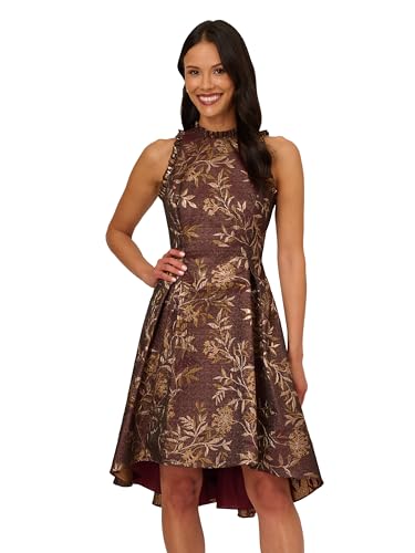Image of Adrianna Papell Printed Jacquard High-Low Hem Party Dress