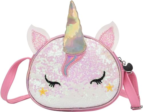 Teogneot Bolso Unicornio de Hombro,Brillo Lindo Monedero con Lentejuelasc,3D Bolsa de Mensajero(Rosa) Teogneot Bolso Unicornio de Hombro,Brillo Lindo Monedero con Lentejuelasc,3D Bolsa de Mensajero(Rosa)