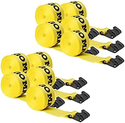 DC Cargo Winch Straps, 4" x30' Flatbed Trailer Strap Tie-Downs w/Flat Hooks (Pack of 10) 5,500LB WLL - Heavy Duty Tie Down Cargo Control Ratchet Truck Straps for Trucks, Flatbeds, and Trailer