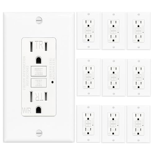 (15 AMP - 10 Pack) GFCI Outlet WR White – Tamper Resistant, Weath...