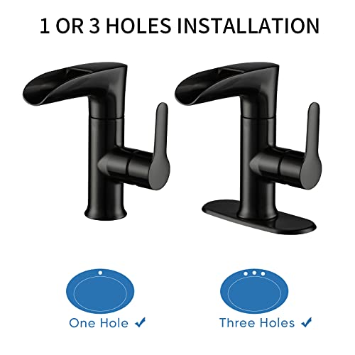 Vxv Led Bathroom Sink Faucet, Single Handle Matte Black Bathroom Faucets, Faucet For Bathroom Sink With Pop Up Drain And Deck Plate,1Or 3 Hole #TOP4