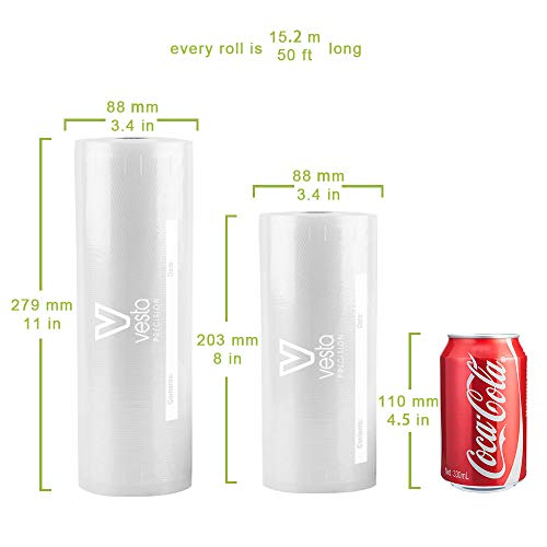 Vesta Vacuum Sealer Bags Rolls | 8x50 and 11x50 2 pack | ideal for Food Saver, Seal a Meal | BPA Free, Heavy Duty | Great for food vac storage or sous vide - Thumbnail 7