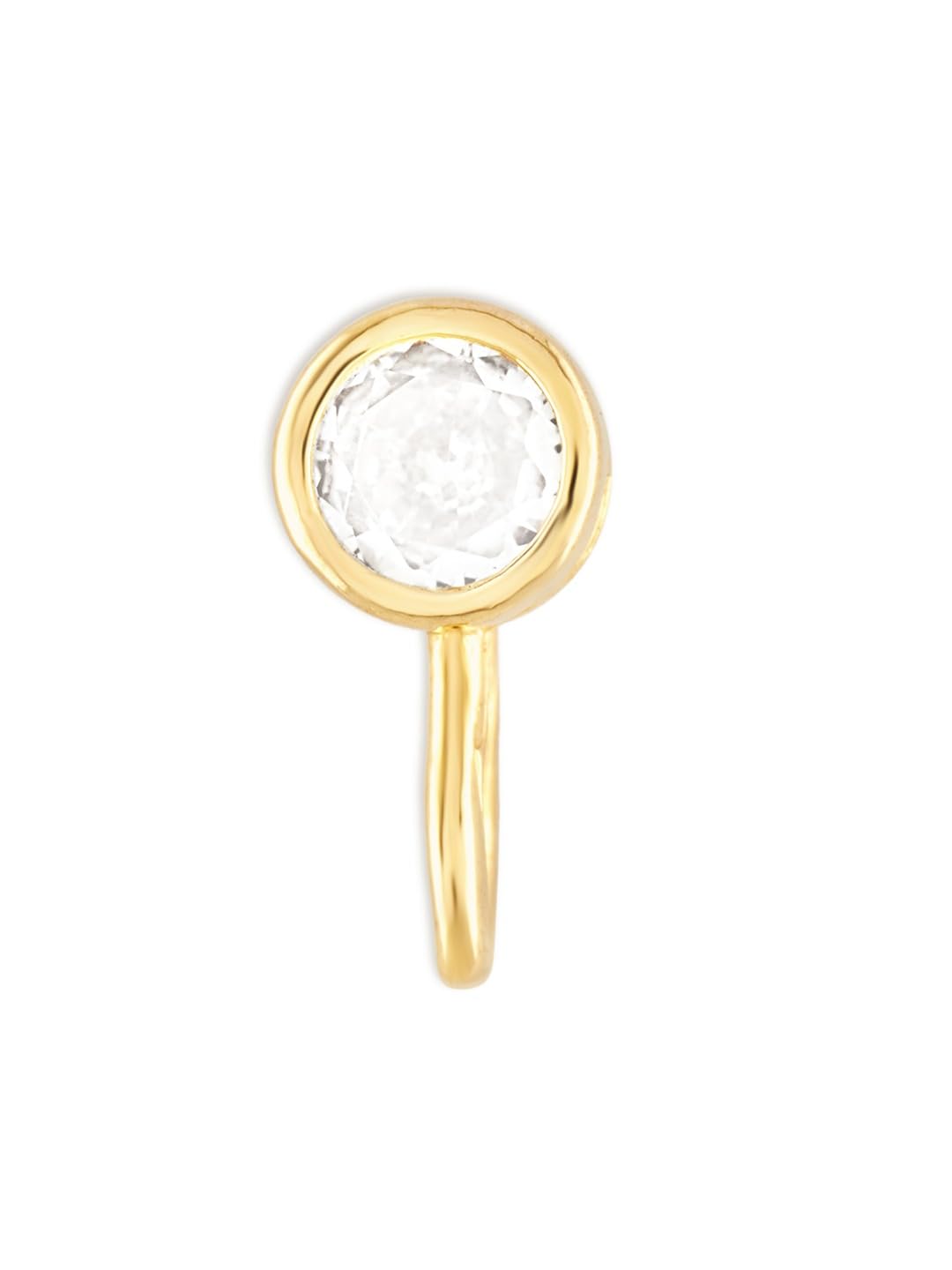 Gold Tone Cubic Zirconia Embellished Contemporary Brass Clip On Nose Pin For Women-ZPFK19343-image-33