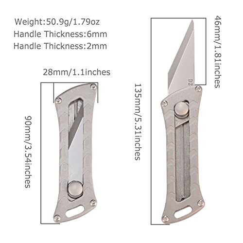 Samior S21 Retractable Utility Knife, Grey Titanium Handle, D2 Bladed