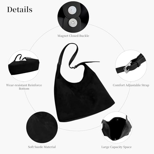 Image of Suede Bags for Women Suede Hobo Bag Retro Suede Tote Bag Slouchy Suede Shoulder Bag Crossbody Handbags Suede Purse