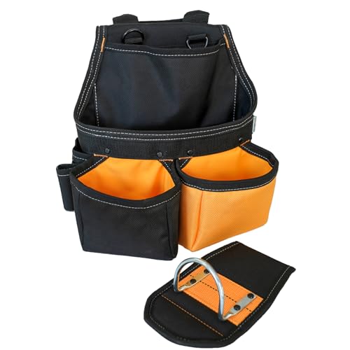 Image of MELOTOUGH 28-Pocket Pro Framer's rig Combo Apron Tool Belt and Heavy Duty Padded Suspenders with Magnetic Desinger for Technician /Carpenter /and Electrician's Tools（Yellow)