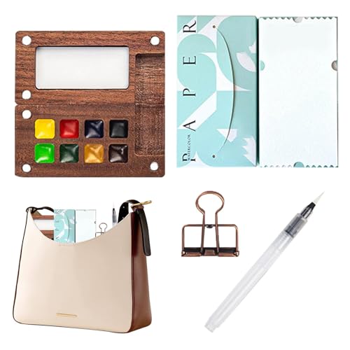 Generic - Aquarellschaufel | Farbpalette aus Holz Game - Holzfarbe mit Clip | Farbpalette aus Holz tragbar