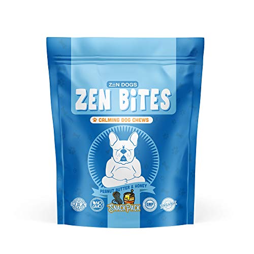 Zen Bites - Calming Dog Chews - By Zen Dogs - Peanut Butter & Honey - All Natural Calming Treats For Dogs & Cats - Stress & Anxiety Relief - Balanced Behavior Support - Travel Friendly - 30 Count