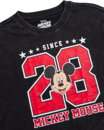 Image of Disney Lightning McQueen Mickey Mouse & Stitch Womens Retro Graphic Tees | Vibrant Disney Graphics, Breathable Fabric, Cropped Fit, Size Up for Ideal Fit