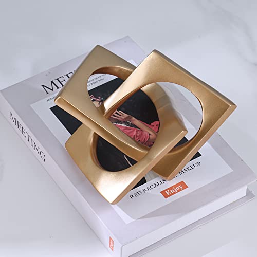 Modern Geometric Sculpture Gold Knot Statue Decor, Home Gold Bookcase Centerpiece Jax Decorative, Geometric Tabletop Sculpture And Figurines, For Golden Home Decor Accent, Cube Decorative Ornaments #TOP2