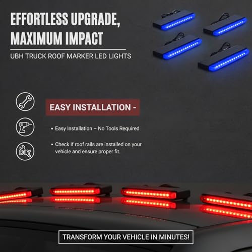 Image of UBH Roof Marker LED Lights For Cars, Trucks, Or Suv 4 X 4 Thar (UFO) (UFO Light (red and blue))