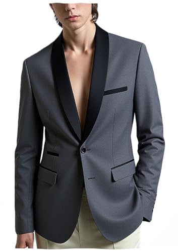 VENNYNG Men's Formal Slim Fit Tuxedo Jacket Shawl Lapel Male Groom Wedding Blazers Dress Coat