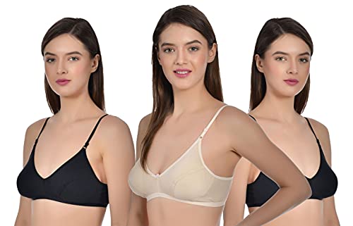 Image of Aimly Women's Cotton Non-Padded Non-Wired Low Coverage Regular Bra Pack of 3