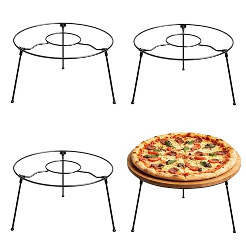 Pizza Stand 4 Pack Pizza Rack for Party Slant Design Pizza Serving Tray Stand with Heavy Duty Metal Stackable Pizza Display Stand for 9-14 Inch Pizza Pans Dessert Table Home Commercial Use